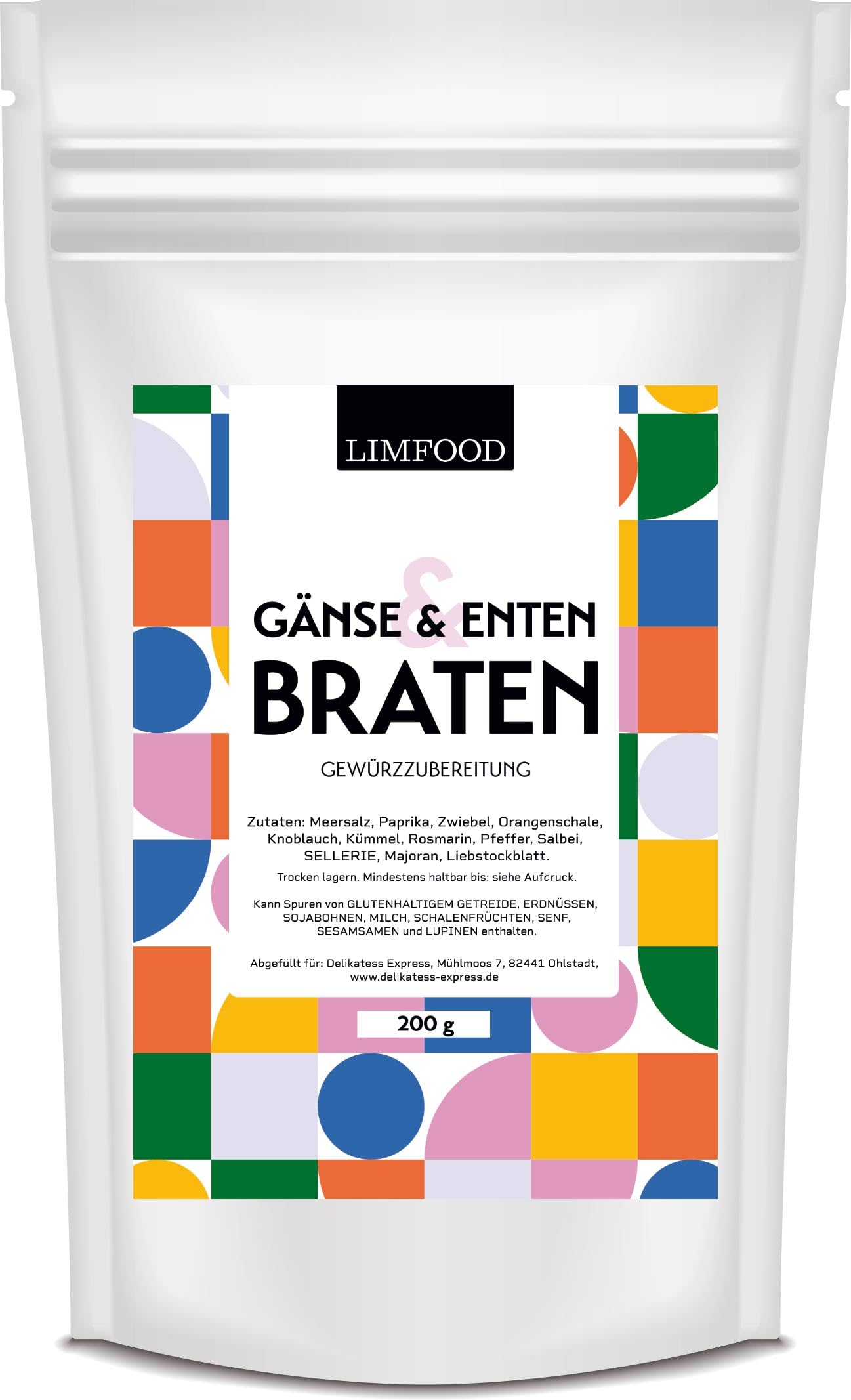 Limfood | 200g Enten & Gänse Braten Gewürz, Gewürzmischung für Entenbraten & Gänsebraten