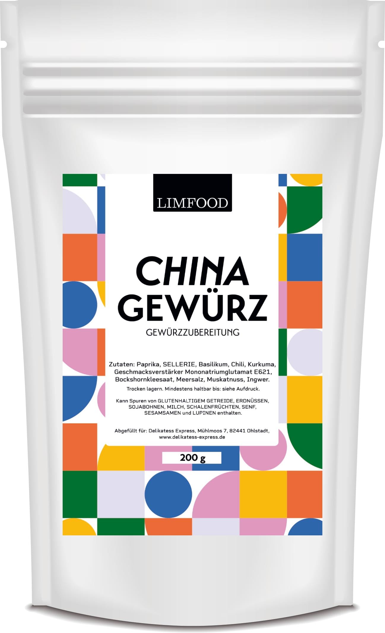 Limfood | 200g China Gewürz, Chinesische Gewürzmischung, für Gemüse, Fleisch und Wok Gerichte