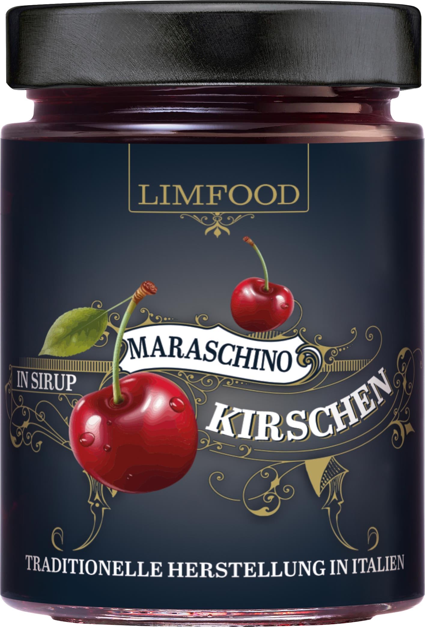 Limfood | 400g Maraschino Kirschen - aromatische italienische Kirschen in Sirup - alkoholfrei