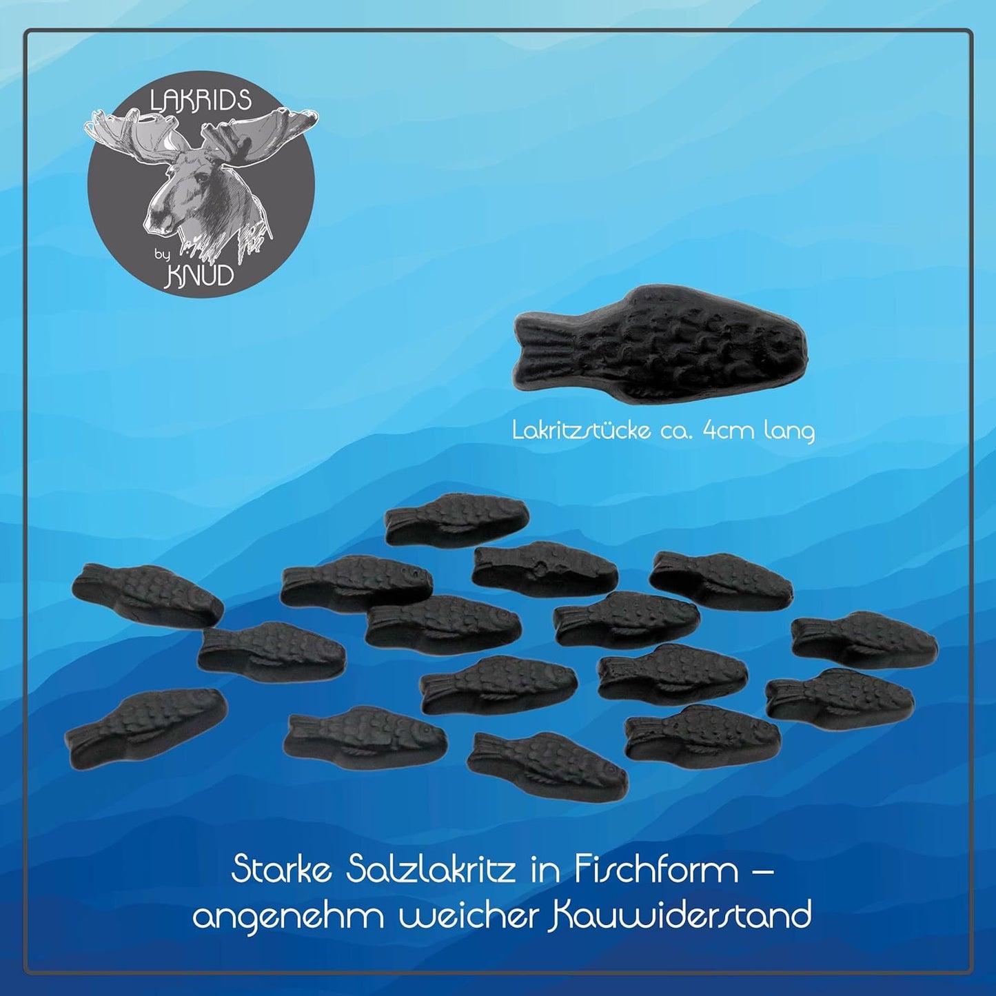 Knud | 150g Lakritz Fische extra stark, Erwachsenenlakritz