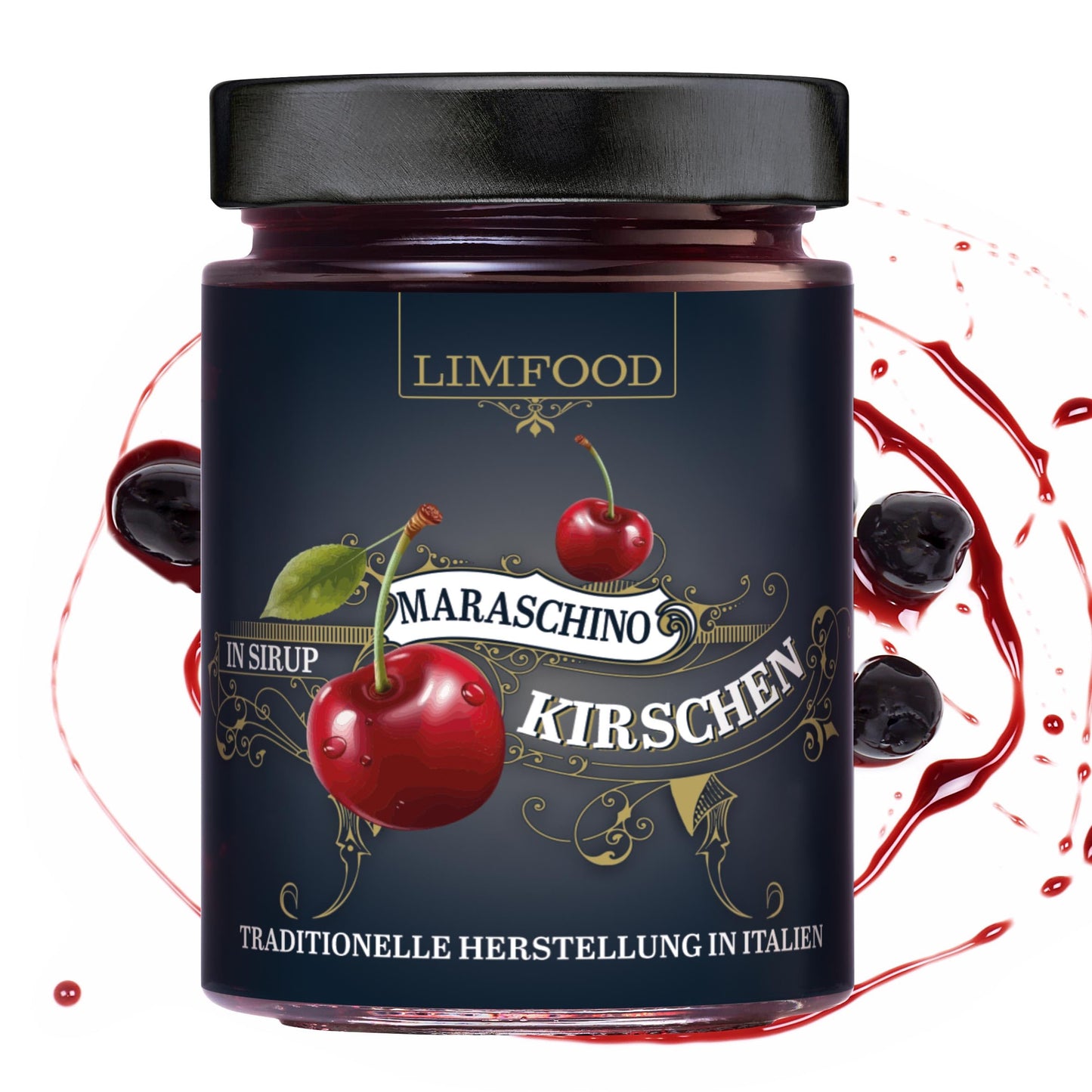 Limfood | 400g Maraschino Kirschen - aromatische italienische Kirschen in Sirup - alkoholfrei