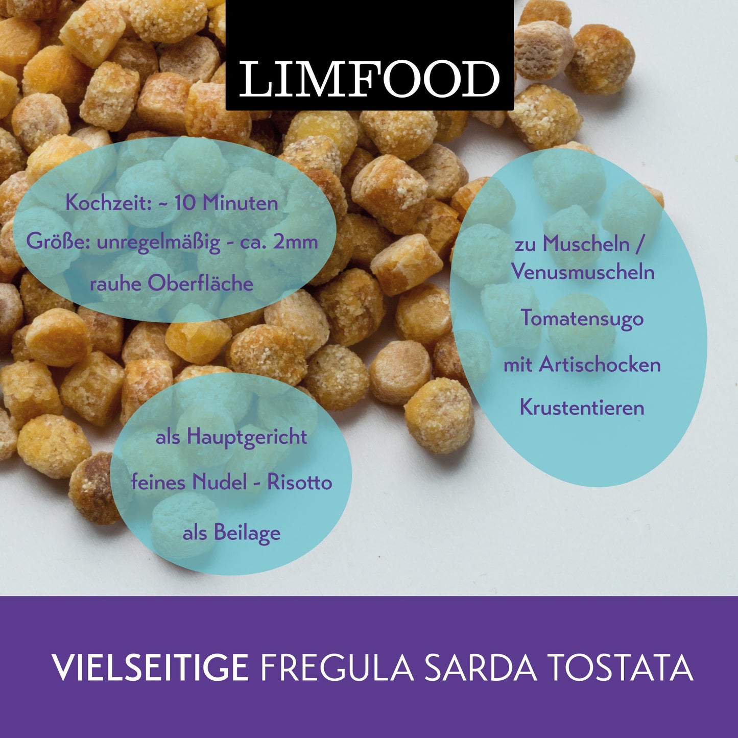 Limfood | 500g Fregola Sarda Pasta, Kugelpasta Tostada