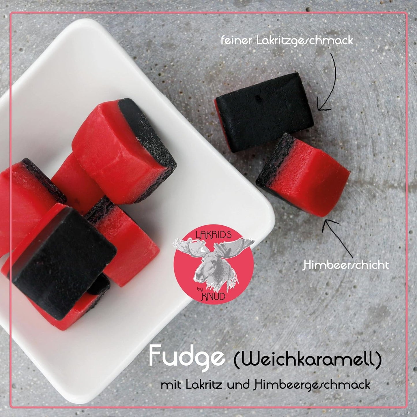 Knud | 150g Lakritz Himbeer Fudge