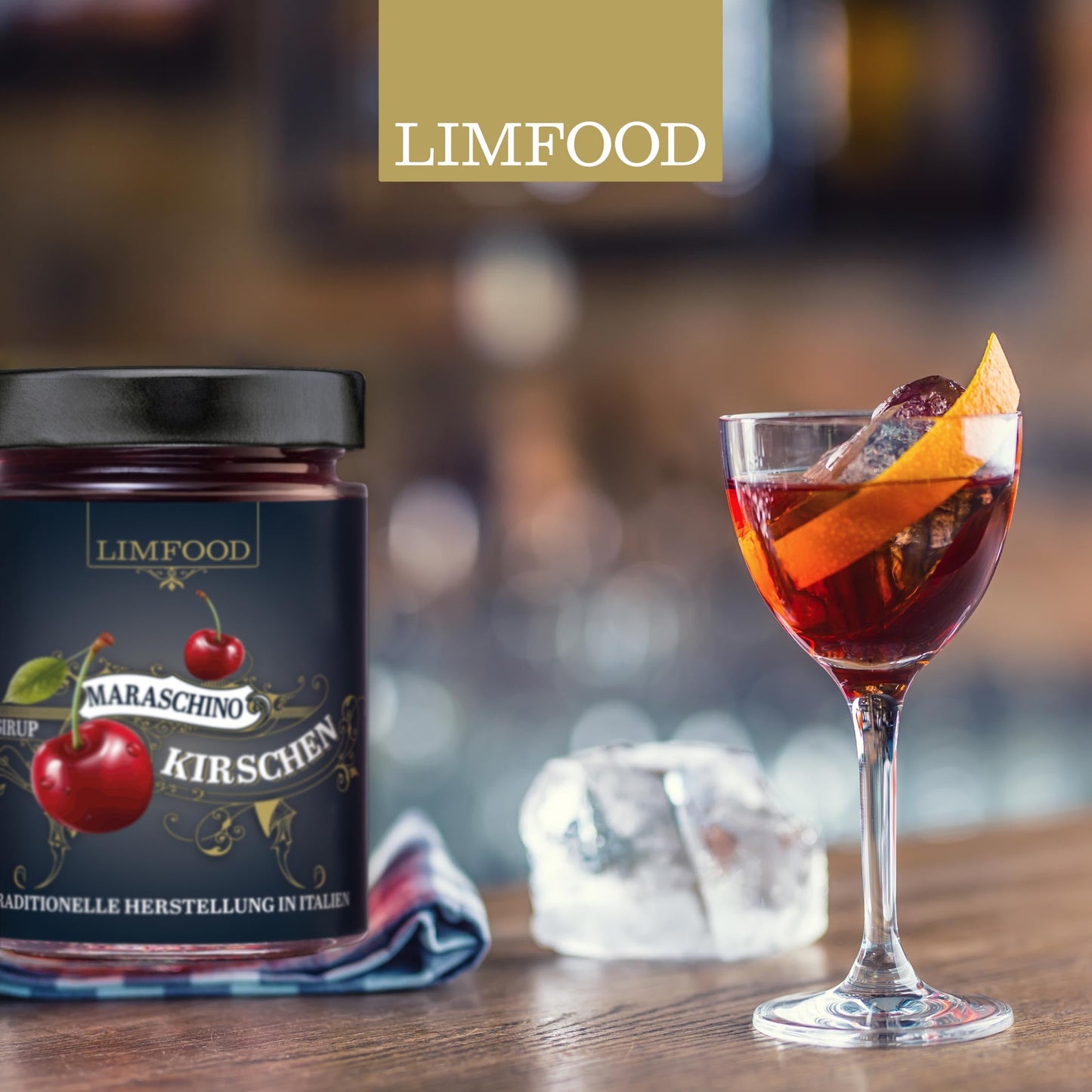 Limfood | 400g Maraschino Kirschen - aromatische italienische Kirschen in Sirup - alkoholfrei