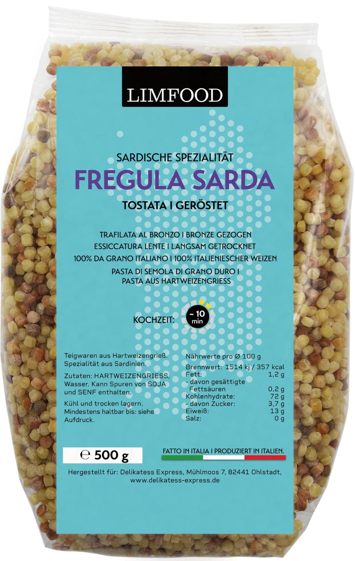 Limfood | 500g Fregola Sarda Pasta, Kugelpasta Tostada