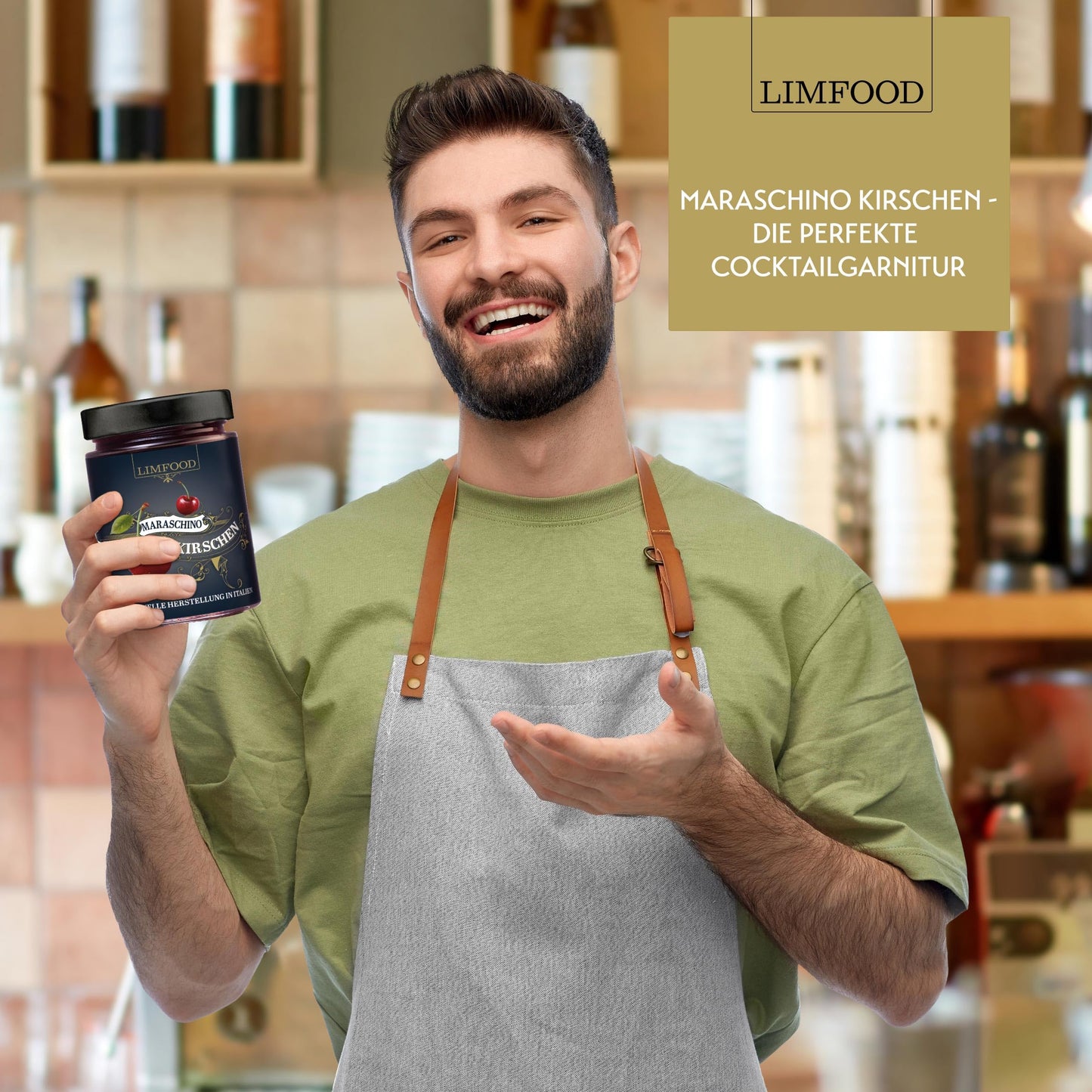 Limfood | 400g Maraschino Kirschen - aromatische italienische Kirschen in Sirup - alkoholfrei