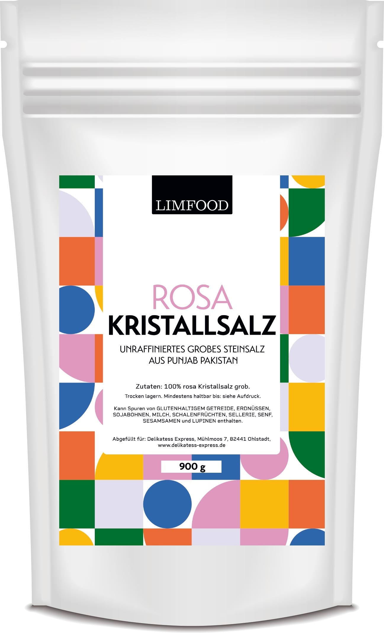 Limfood | 900g Rosa Salz (bekannt als Himalaya Salz) aus Salt Range Pakistan