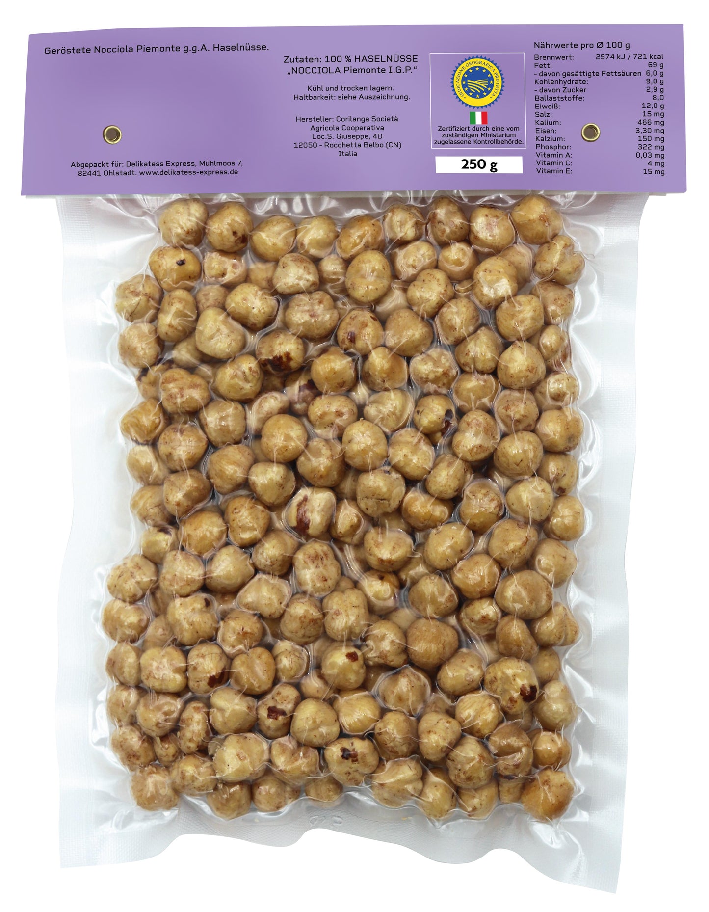 Limfood | 250g Piemont Haselnüsse - Nocciola Piemonte tostata I.G.P.