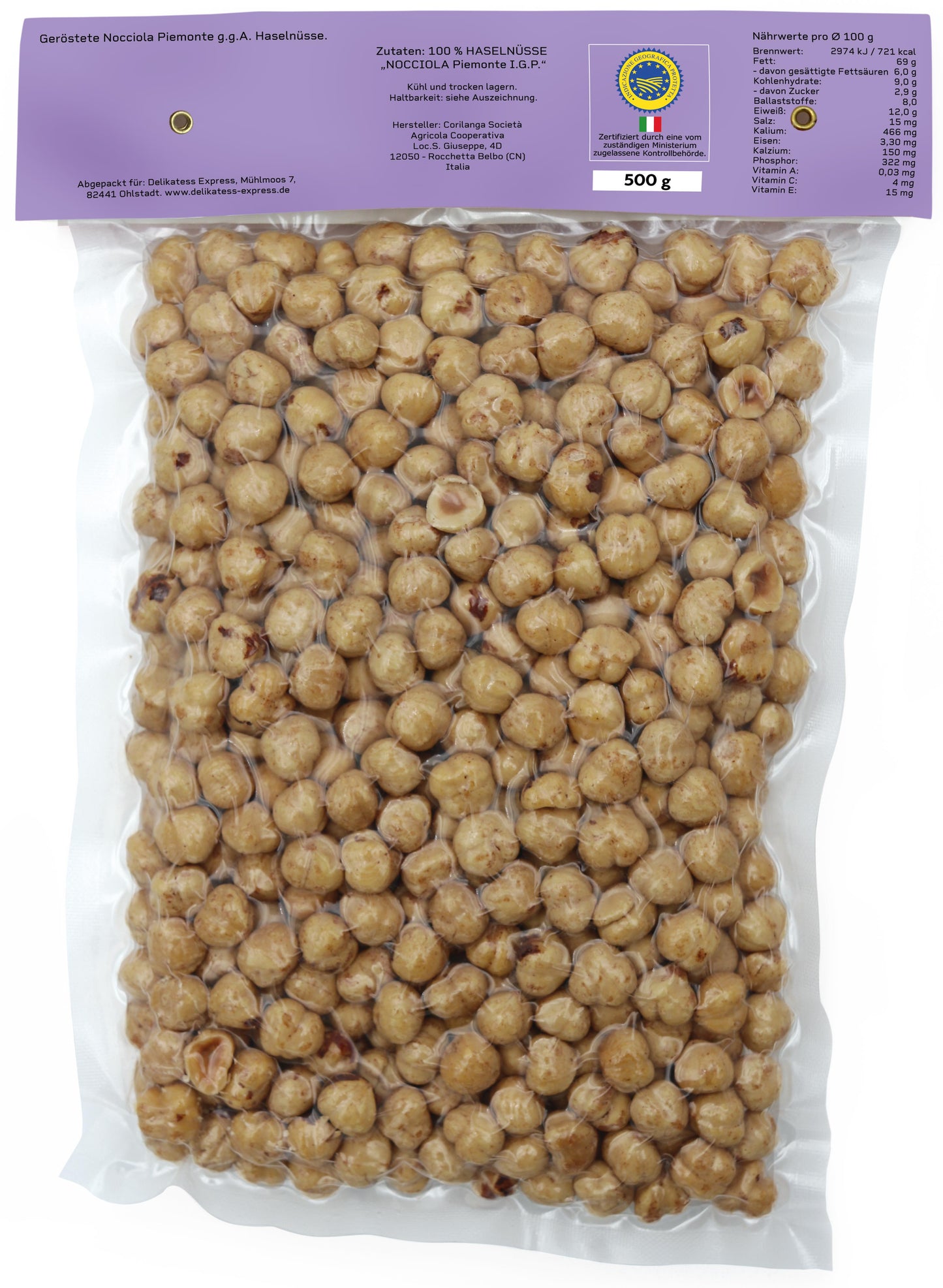 Limfood | 500g Piemont Haselnüsse - Nocciola Piemonte tostata I.G.P.