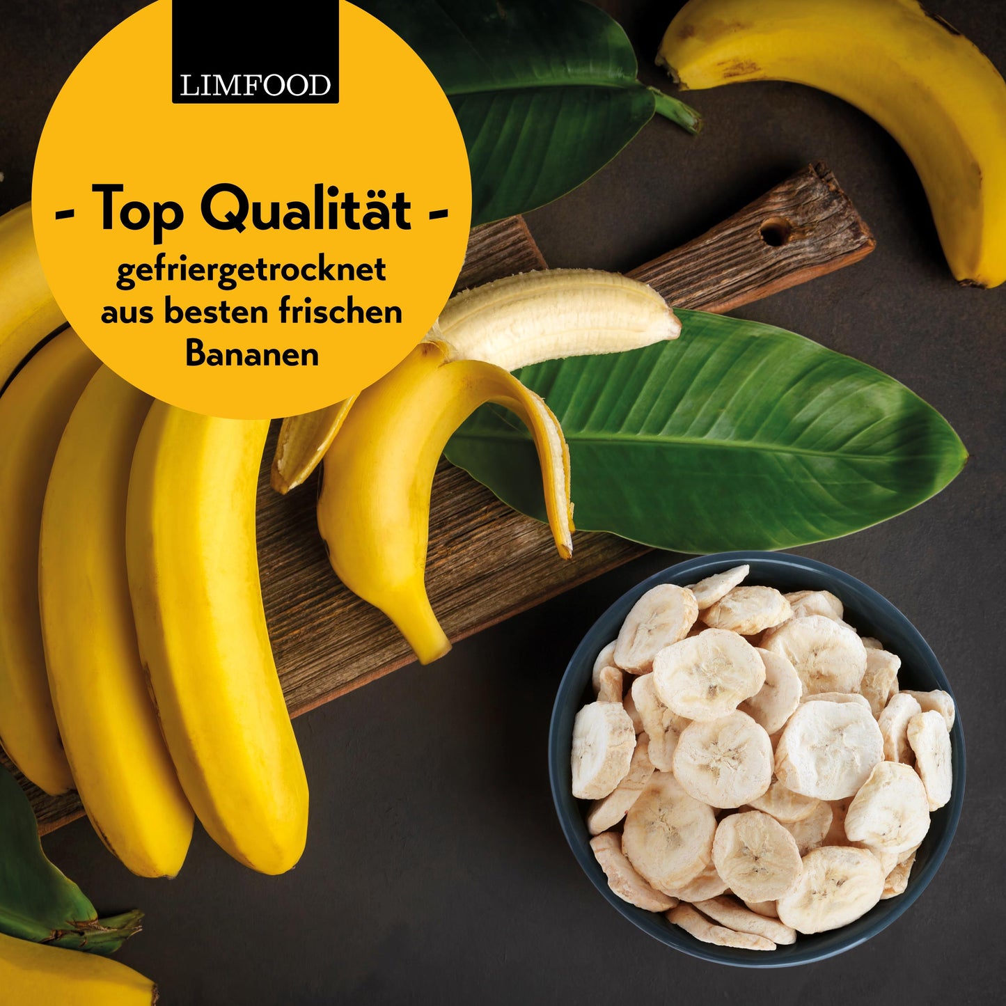 Limfood | 200g gefriergetrocknete Bananen in Scheiben - ohne Zuckerzusatz